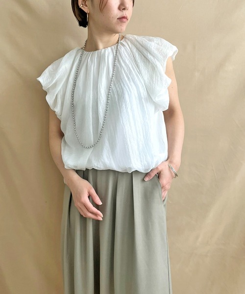 【数量限定】 LHELBIE ブラウス レディース タックバルーンブラウス シャツ トップス