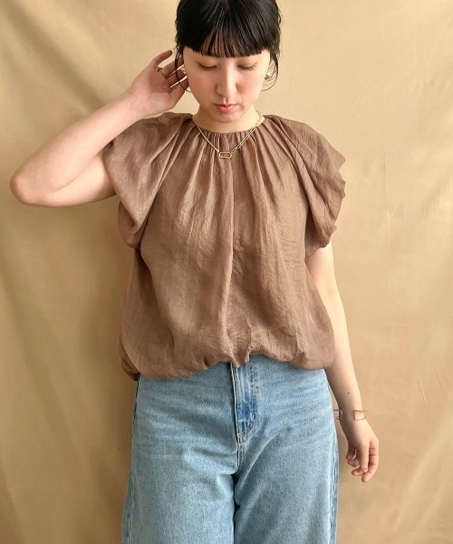 ブラウス シャツ ショルダータックバルーンブラウス レディース LHELBIE ブラウス シャツ タックバルーンブラウス レディース