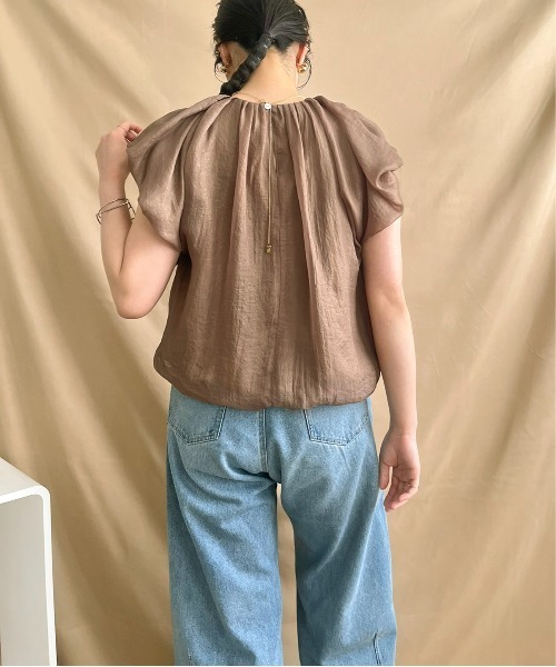 ブラウス シャツ 「リバイバル」オーバーシルエットタックシャツ レディース LHELBIE ブラウス シャツ タックバルーンブラウス レディース