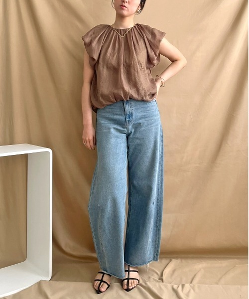 LHELBIE ブラウス シャツ タックバルーンブラウス レディース
