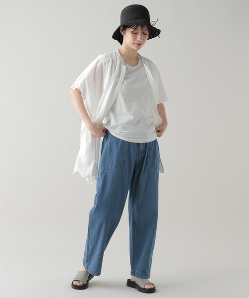 美品 SPICKANDSPAN カットワーク チュニックブラウス カットワークレースガーゼブラウス | スピック＆スパン(Spick