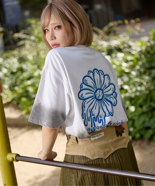 tシャツ 「*anobody* / アノバディー」Flower Print Gradation Tee/ フラワー プリント グラデーション Tシャツ