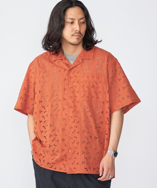 SHIPS シャツ BENCH MARKING SHIRT: フラワーレース オープン
