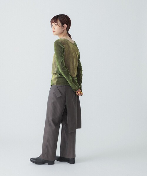 Ray BEAMS パンツ RBS / ストライプ ラップ スカート レディース 