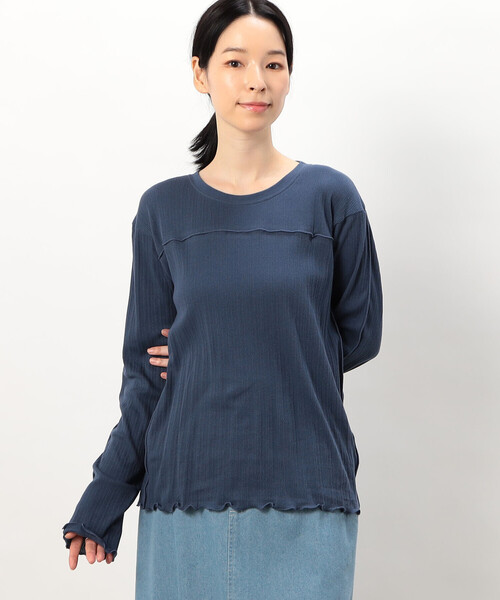 tシャツ TCランダムリブ　クルーネックP/O レディース tシャツ ランダムリブ クルーネックTシャツ （長袖