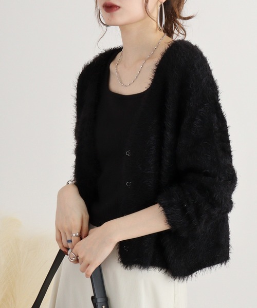 カーディガン Eglantine フェザーヤーンVネックカーディガン レディース EGLANTINE カーディガン Eglantine フェザーヤーンVネック