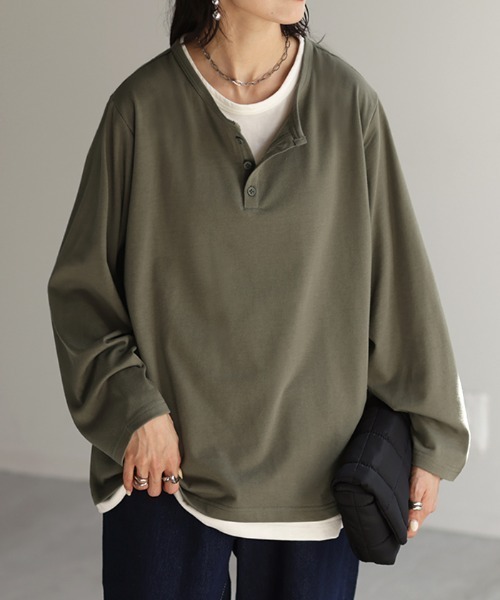 77kiiti09 argue カットソー2枚セット おまけ付き HUG.U（ハグユー） tシャツ フェイクレイヤードロンT レディース