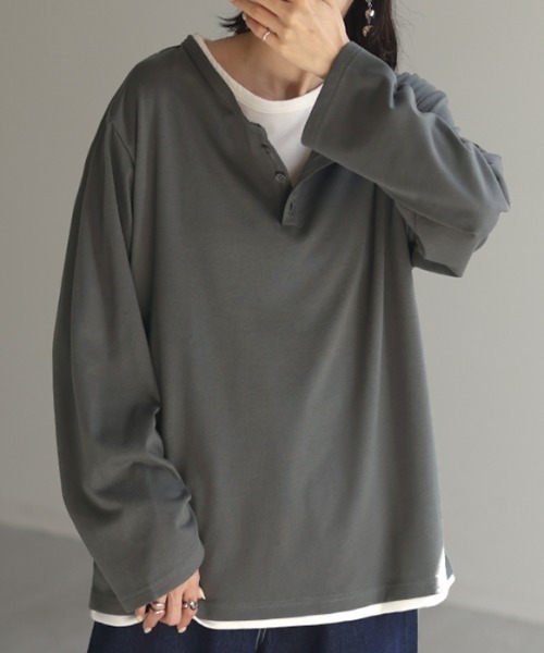 HUG.U（ハグユー） tシャツ フェイクレイヤードロンT レディース