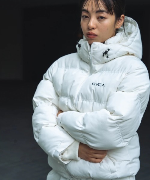 RVCA Lサイズ BALANCE JACKET ホワイト RVCA（ルーカ） ブルゾン アウター レディース BALANCE PUFFER HD JK
