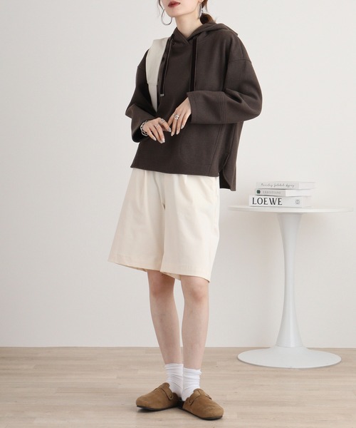 パーカー Eglantine フェイクウールフーディ レディース BLACKUP パーカー 「MADE」 フォレインニットジップアップ