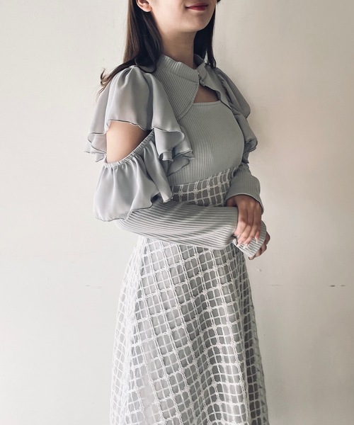 NOMAE ワンピース スパンコールチェックドッキングワンピース 