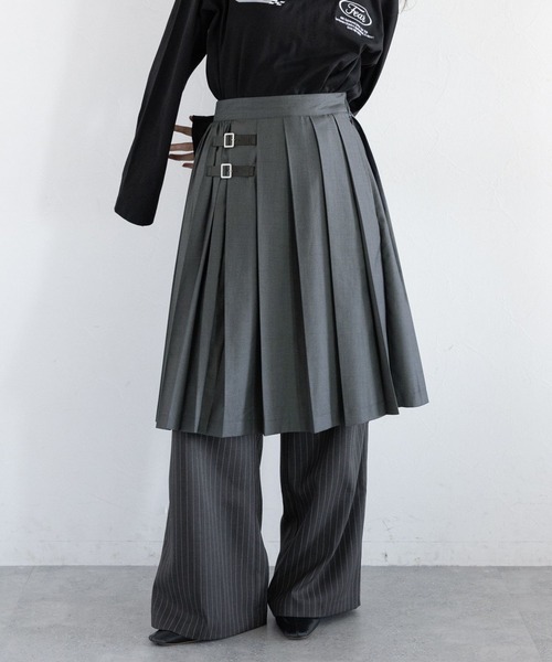 【Karen Millen】チェック プリーツ キルト ミディ スカート RAGEBLUE スカート 「選べるミディ&ロング丈」Wベルト/キルト