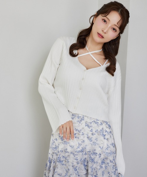 one after another NICE CLAUP カーディガン フレアスリーブVネック