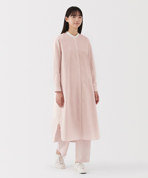 無印良品（MUJI） ワンピース 婦人 洗いざらし ブロードスタンドカラー 
