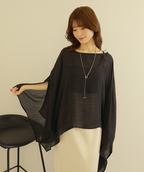 美品 Sheer Slit Sleeve プルオーバー slit sleeve sheer tops /スリットスリーブシアートップス レディース