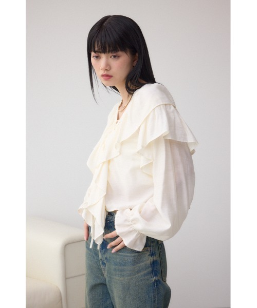 AZUL BY MOUSSY ブラウス シャツ ラッフルフリルブラウス