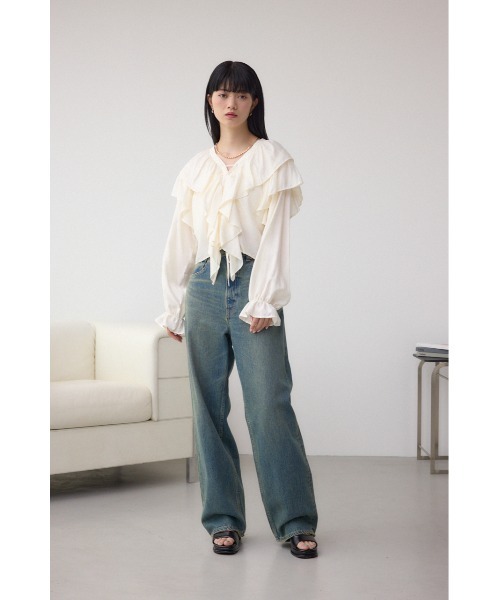 MOUSSY アイボリー フリルブラウス MOUSSY | RUFFLE ブラウス (シャツ・ブラウス ) |SHEL'TTER WEBSTORE