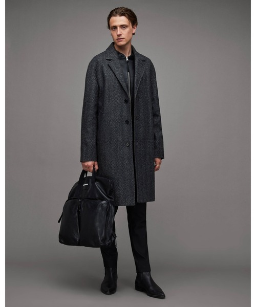 ALLSAINTS（オールセインツ） チェスターコート S ブラック×ホワイト