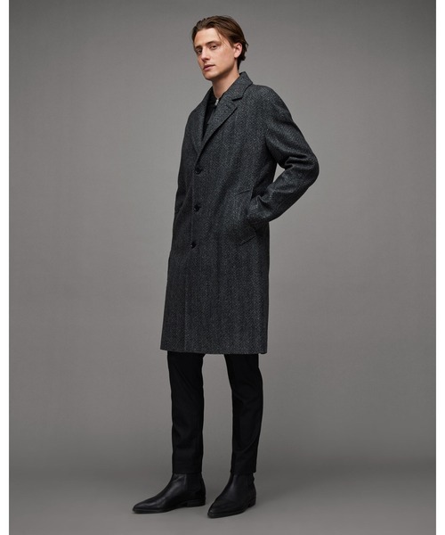 ALLSAINTS（オールセインツ） チェスターコート S ブラック×ホワイト