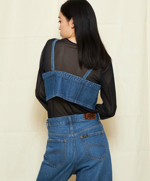 キャミソール Lee/リー デニムビスチェ「カーヴデニムパンツセットアップ可能」 Lee キャミソール Lee/リー デニムビスチェ「カーヴデニムパンツ