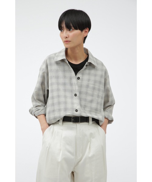 ブラウス シャツ WORKWEAR CHECK COTTON SHIRTING レディース