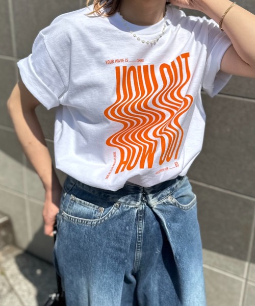 mi via loca tシャツ 半袖 「GILDAN」ウェーブ柄 HOW OUTロゴT 「PT NO