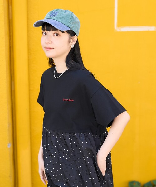 ドットレースコンビワンピース ブラック ドットレースコンビワンピース / GRACE CONTINENTAL | GRACE