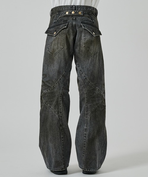NVRFRGT STUDIOUS 別注 3D twisted jeans NVRFRGT/ネヴァーフォーゲット】STUDIOUS別注 3D TWISTED WIDE