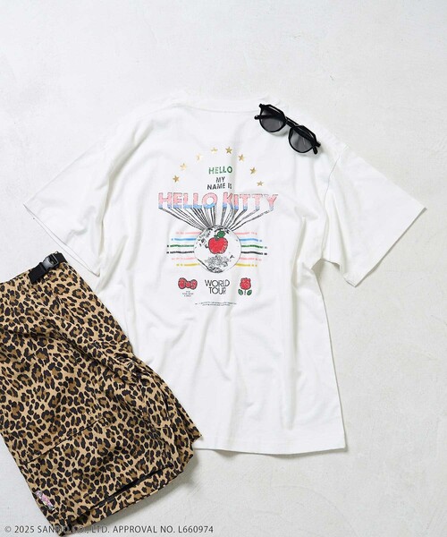 tシャツ SANRIO/サンリオ 'HELLO KITTY' ロックTシャツ/ハローキティ バンドTシャツ レディース