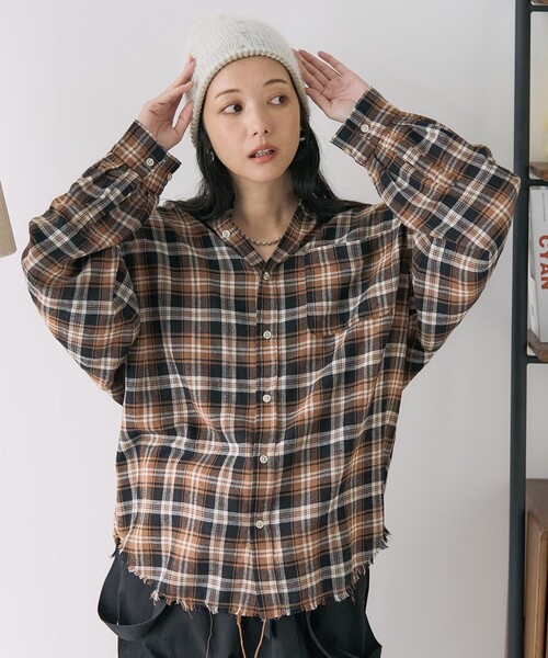 「Freada」 長袖シャツ ONE SIZE ブラウン レディース FREAK'S STORE 「FREAK'S STORE」 長袖シャツ フリ- ブラウン