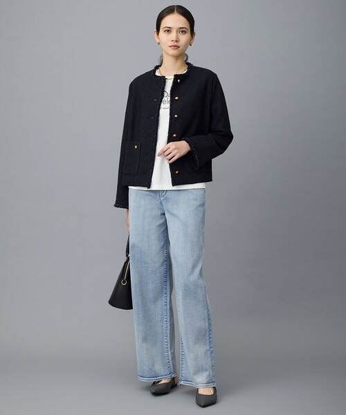 ジーンズ デニム デニムパンツ ウスカルデニムワイドストレート パンツ レディースの画像