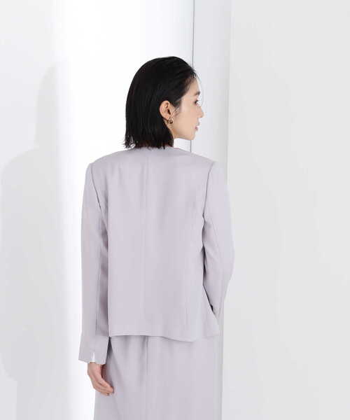 NATURAL BEAUTY BASIC ノーカラージャケット ネイビー NATURAL BEAUTY BASIC 「NATURAL BASIC」 ノーカラージャケット