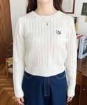 ニット セーター 刺繍入りケーブルショート丈ニ...の詳細画像5