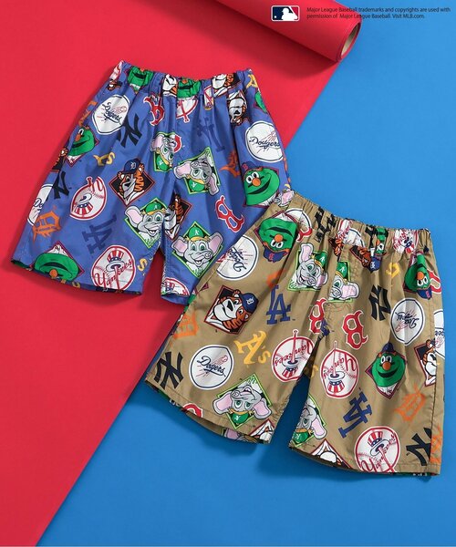 MLB ハーフパンツ パンツ 短パン 総柄ショーツ キッズ 子供服 男の子