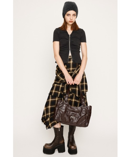 tシャツ FRONT ZIP GATHER TOPS フロントジップ ギャザー トップス 半袖 秋服 夏服 レディース SLY tシャツ FRONT ZIP GATHER TOPS フロントジップ ギャザー