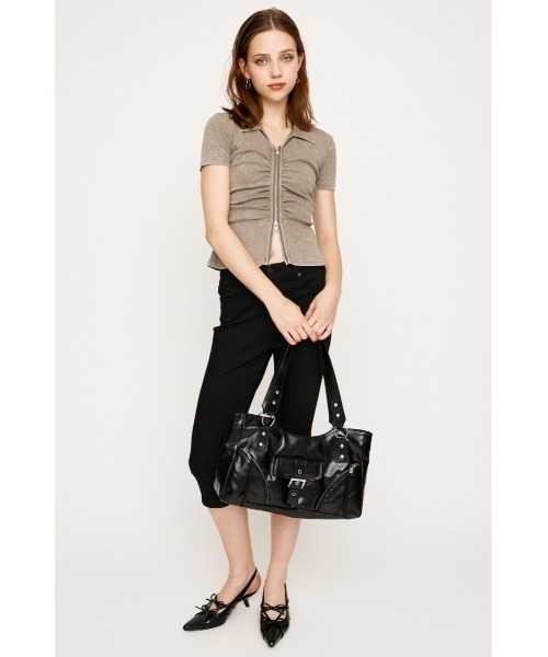 tシャツ FRONT ZIP GATHER TOPS フロントジップ ギャザー トップス 半袖 秋服 夏服 レディース SLY tシャツ FRONT ZIP GATHER TOPS フロントジップ ギャザー