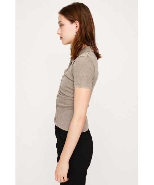 SLY tシャツ FRONT ZIP GATHER TOPS フロントジップ ギャザー