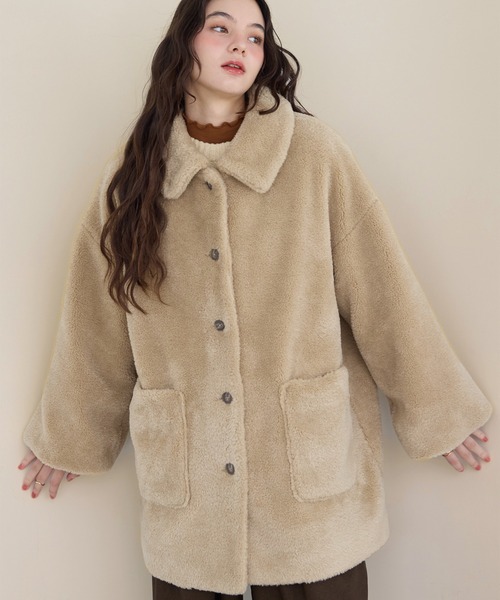 OLUN コート アウター loose 2way boa coat/ルーズ2wayボアコート