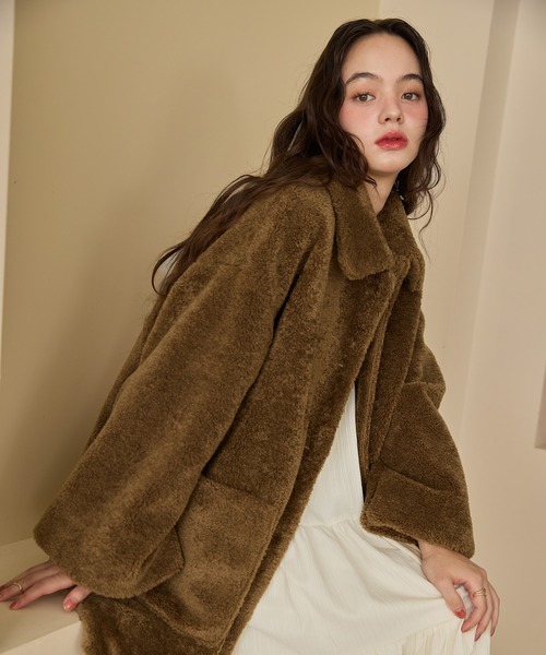 OLUN コート アウター loose 2way boa coat/ルーズ2wayボアコート