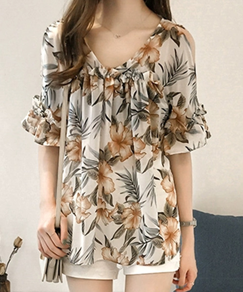 「Amulet」 半袖ブラウス L ホワイト レディース_画像2