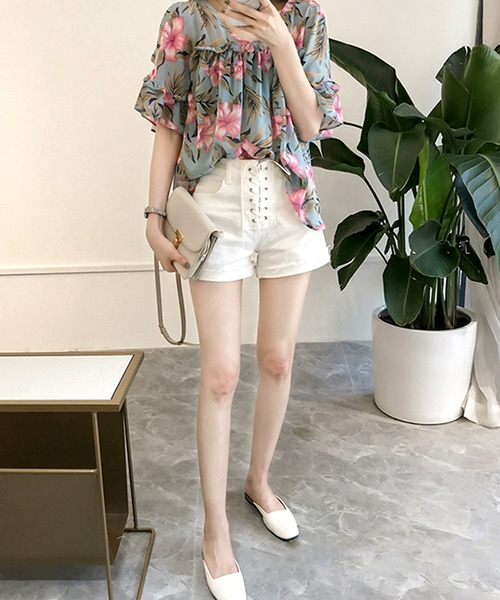 「Amulet」 半袖ブラウス L ホワイト レディース_画像6