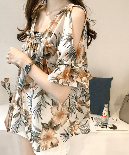 「Amulet」 半袖ブラウス L ホワイト レディース_画像9