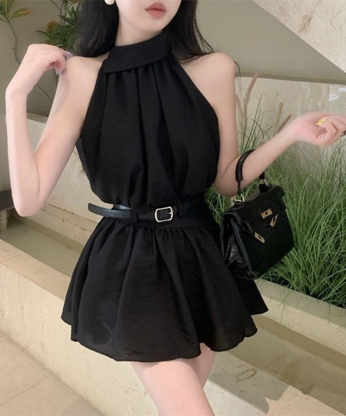 NoBelle パンツドレス ワンホン女子系 ノースリーブ セットアップ