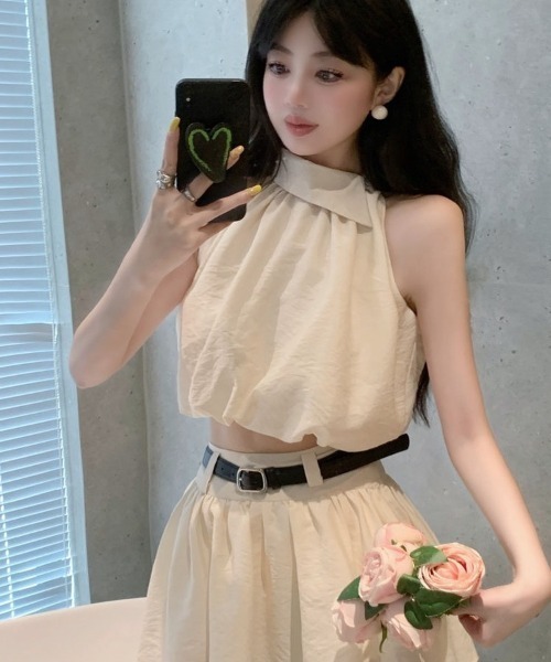 NoBelle パンツドレス ワンホン女子系 ノースリーブ セットアップ
