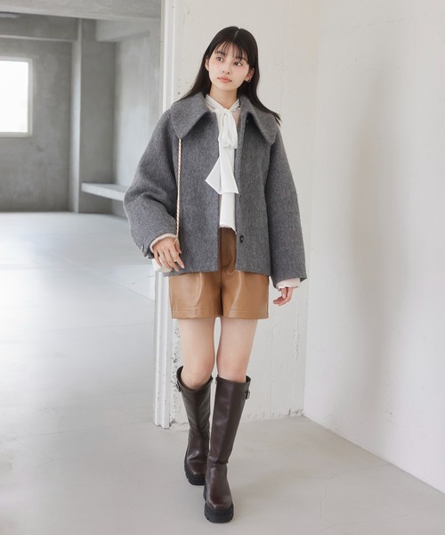 VIS ビス　 【アウター総選挙1位】ビッグカラーモモンガショートコート VIS(ビス) / 【アウター総選挙1位】ビッグカラーモモンガシャギー