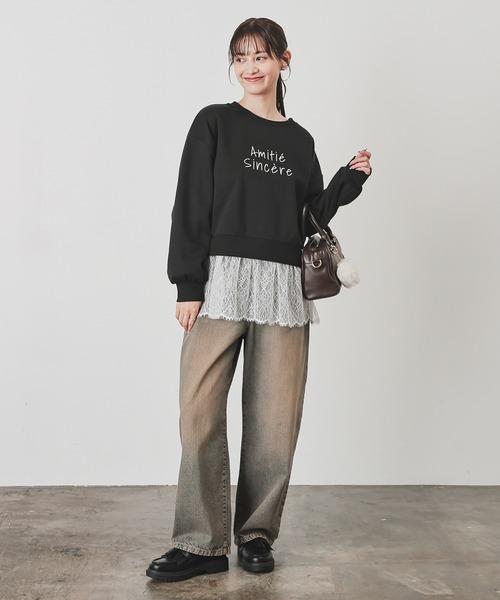 Honeys（ハニーズ） トレーナー スウェット 裾レーストップス