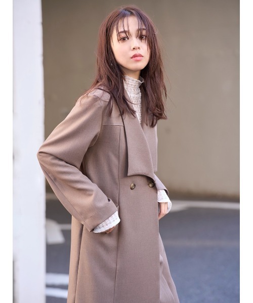 フレイアイディー　ウールローブコート　ライトグレー FRAY I.D】『0』フレイ アイディー ウールリバーダブルコート グレー