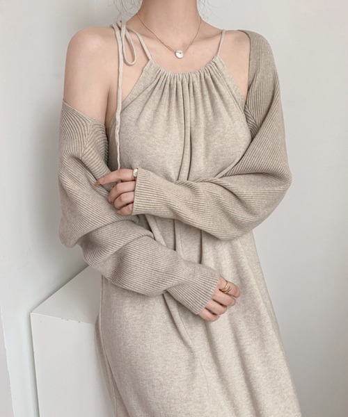 「Miniministore」 ニットワンピース フリー ベージュ レディース_画像9