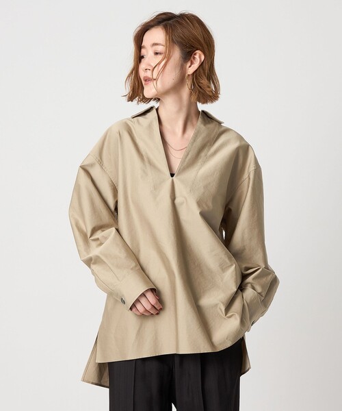 conte ブラウス シャツ 「conte」スキッパー チュニックシャツ