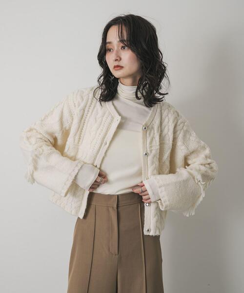 SENSE OF PLACE by URBAN RESEARCH カーディガン パッチワークケーブル